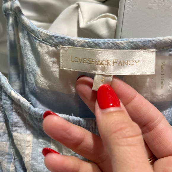 Loveshackfancy Chennedy Gingham Pleated Mini Dress Blue - Picture 4 of 4